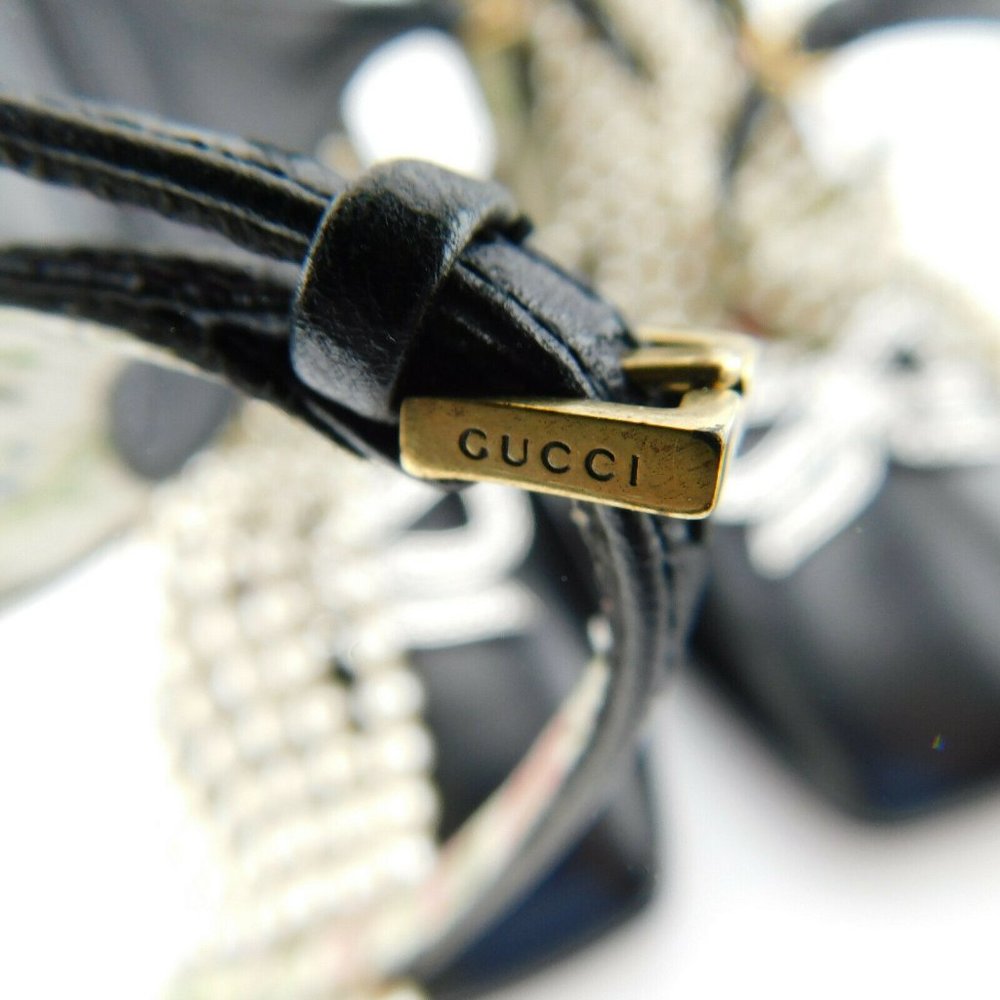 Unworn GUCCI Raining Pearl and Crystal Caged Black Leather Bootie Heels 37.5 - Picture 12 of 13